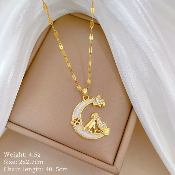 Wholesale Titanium Steel And Copper Women's Necklace With Geometric Shapes And Micro Diamond Inlay In Light Luxury And Cartoon Style