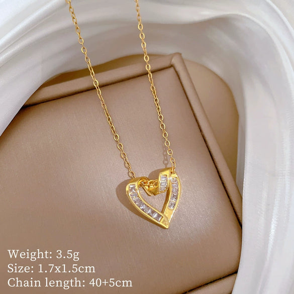 Wholesale Titanium Steel And Copper Women's Necklace With Geometric Shapes And Micro Diamond Inlay In Light Luxury And Cartoon Style
