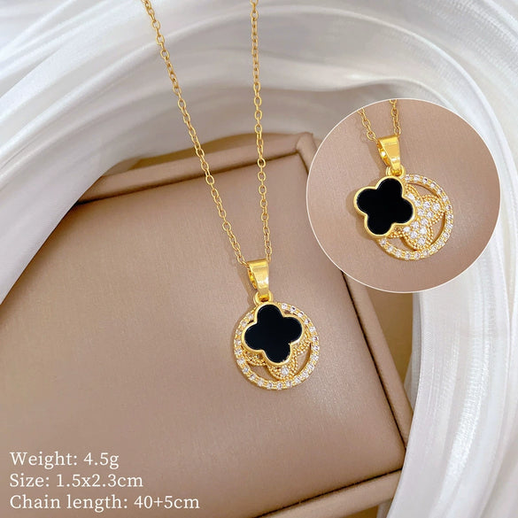 Wholesale Titanium Steel And Copper Women's Necklace With Geometric Shapes And Micro Diamond Inlay In Light Luxury And Cartoon Style