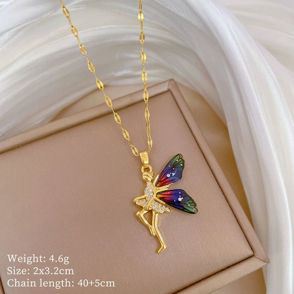 Wholesale Titanium Steel And Copper Women's Necklace With Geometric Shapes And Micro Diamond Inlay In Light Luxury And Cartoon Style