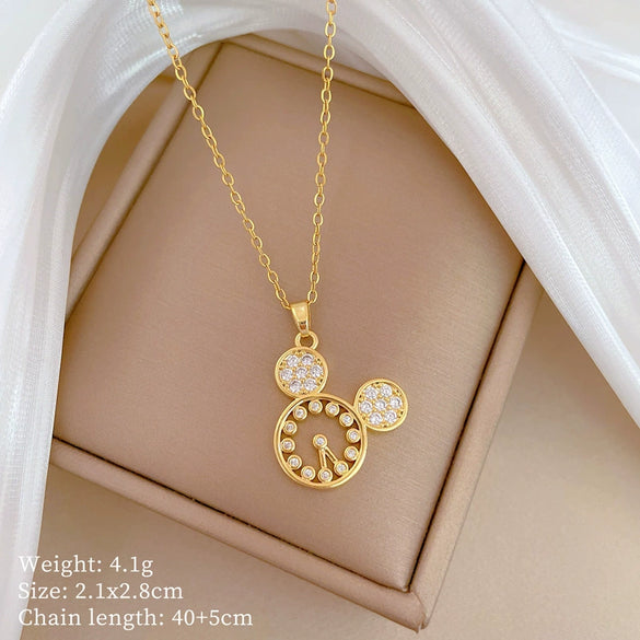 Wholesale Titanium Steel And Copper Women's Necklace With Geometric Shapes And Micro Diamond Inlay In Light Luxury And Cartoon Style