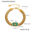 Wholesale 316L Stainless Steel And Glass Inlaid Geometric Square Necklace And Bracelet With Electroplating