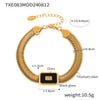 Wholesale 316L Stainless Steel And Glass Inlaid Geometric Square Necklace And Bracelet With Electroplating