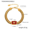 Wholesale 316L Stainless Steel And Glass Inlaid Geometric Square Necklace And Bracelet With Electroplating