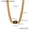 Wholesale 316L Stainless Steel And Glass Inlaid Geometric Square Necklace And Bracelet With Electroplating