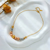 Wholesale Titanium Steel And Stainless Steel Beaded Chain Necklace Retro Geometric Electroplated Design For Women