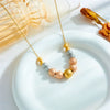 Wholesale Titanium Steel And Stainless Steel Beaded Chain Necklace Retro Geometric Electroplated Design For Women