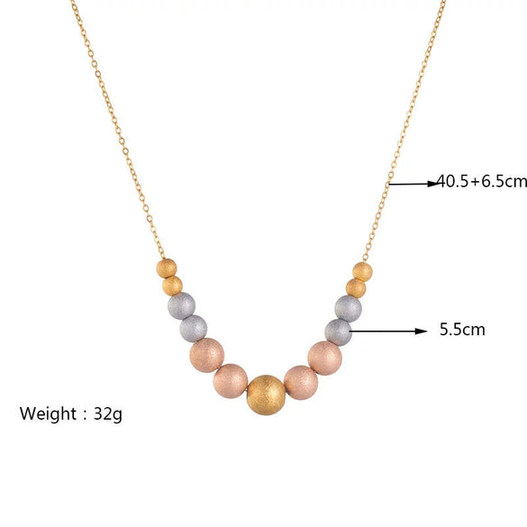 Wholesale Titanium Steel And Stainless Steel Beaded Chain Necklace Retro Geometric Electroplated Design For Women
