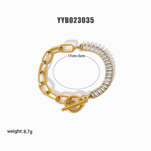 Wholesale Titanium Steel And Stainless Steel Bracelet With Geometric Style Cuban And Flat Snake Chain Women's Light Luxury High End Unisex Accessories