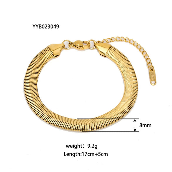 Wholesale Titanium Steel And Stainless Steel Bracelet With Geometric Style Cuban And Flat Snake Chain Women's Light Luxury High End Unisex Accessories