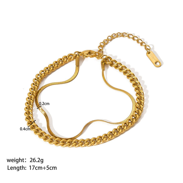 Wholesale Titanium Steel And Stainless Steel Bracelet With Geometric Style Cuban And Flat Snake Chain Women's Light Luxury High End Unisex Accessories