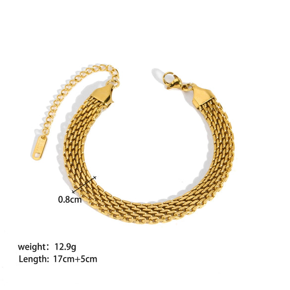 Wholesale Titanium Steel And Stainless Steel Bracelet With Geometric Style Cuban And Flat Snake Chain Women's Light Luxury High End Unisex Accessories