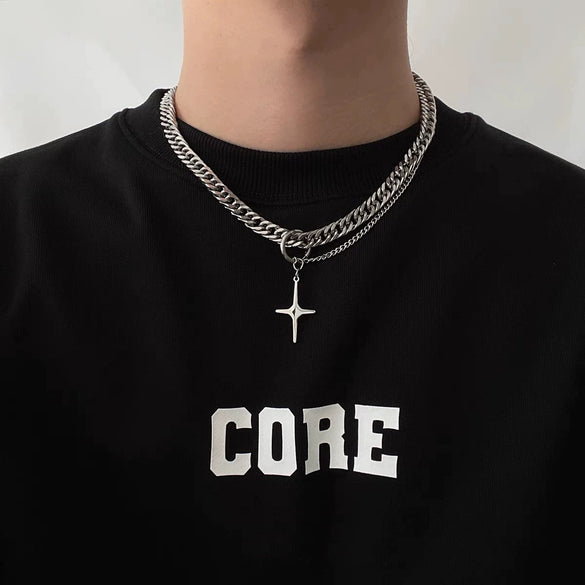 Wholesale Titanium Steel And Stainless Steel Cross Necklace With Letters Numbers Text Pattern Hip Hop Style Cuban Chain Pendant For Men And Women