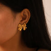 Wholesale Titanium Steel And Stainless Steel Earrings With Bow Design And Pvd Furnace Real Gold Electroplating For Women