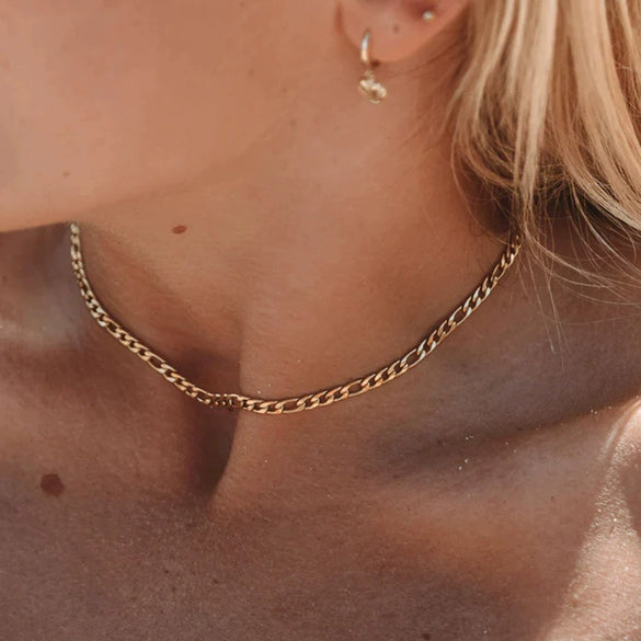 Wholesale Titanium Steel And Stainless Steel Figaro Chain Necklace For Women 18K Gold Plated With Geometric Design Hip Hop Style