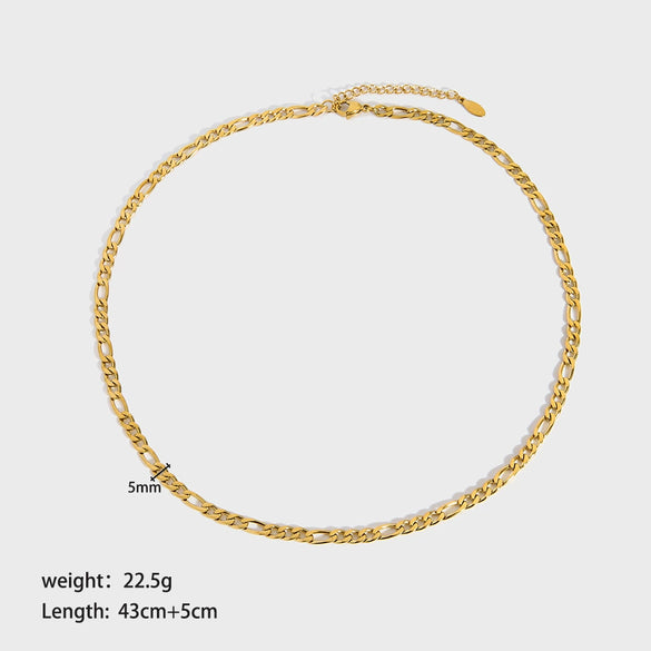 Wholesale Titanium Steel And Stainless Steel Figaro Chain Necklace For Women 18K Gold Plated With Geometric Design Hip Hop Style