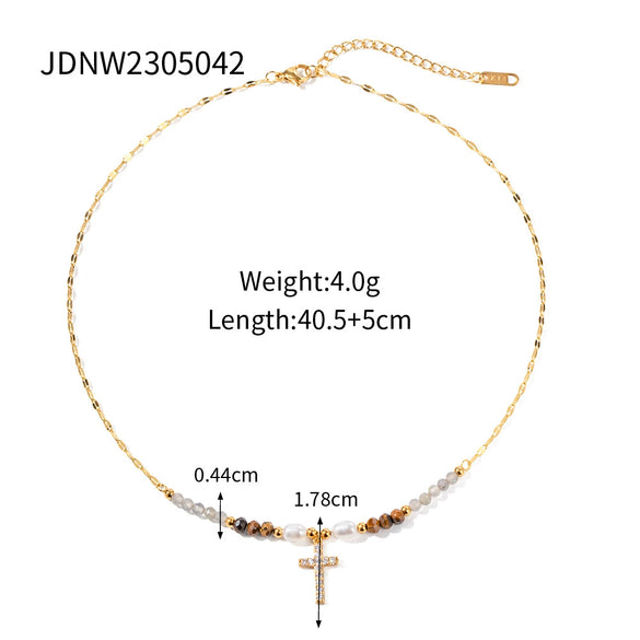 Wholesale Titanium Steel And Stainless Steel Geometric Cross Pendant Necklace For Women With Electroplating