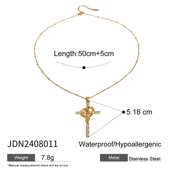 Wholesale Titanium Steel And Stainless Steel Geometric Cross Pendant Necklace For Women With Electroplating