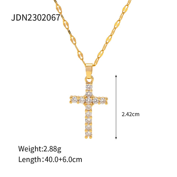 Wholesale Titanium Steel And Stainless Steel Geometric Cross Pendant Necklace For Women With Electroplating