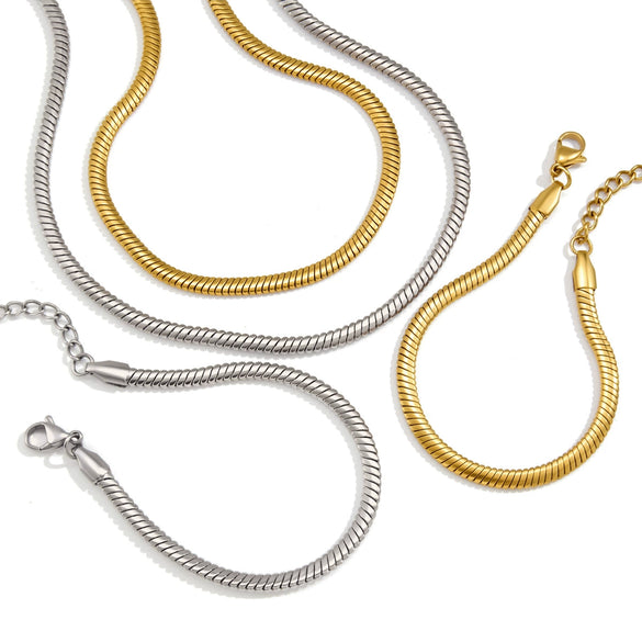 Wholesale Titanium Steel And Stainless Steel Geometric Electroplated Necklace And Bracelet Jewelry For Women