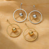 Wholesale Titanium Steel And Stainless Steel Geometric Hollow Large Circle Ball Earrings For Women Electroplated Fashion Style
