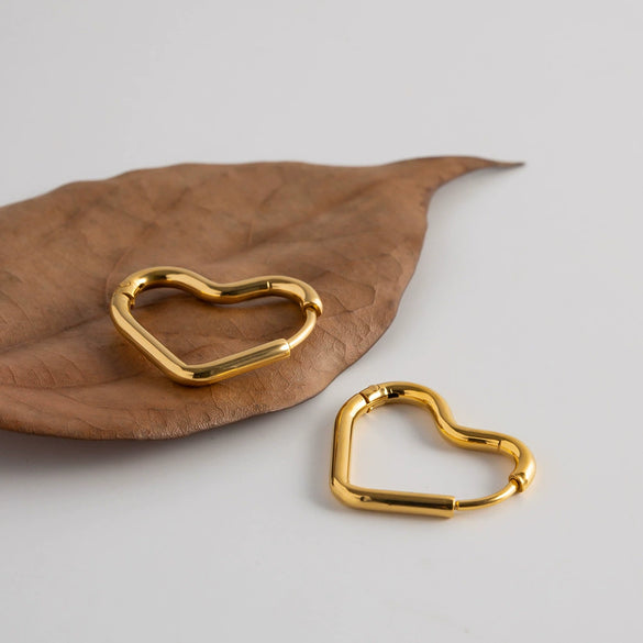 Wholesale Titanium Steel And Stainless Steel Geometric Love Earrings For Women 18K Gold Plated