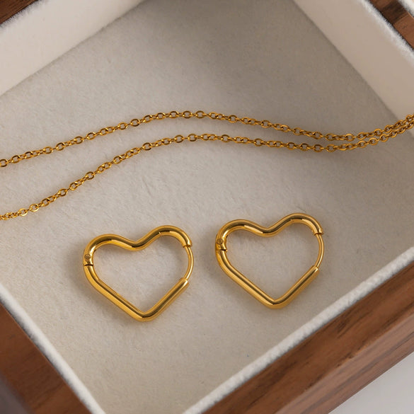 Wholesale Titanium Steel And Stainless Steel Geometric Love Earrings For Women 18K Gold Plated