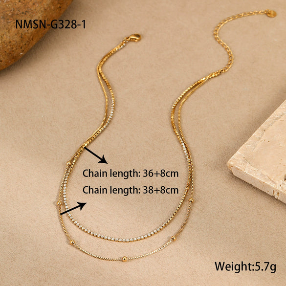 Wholesale Titanium Steel And Stainless Steel Geometric Mini Double Layer Clavicle Necklace With Electroplating Simple Cold Style For Women