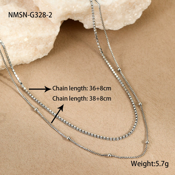 Wholesale Titanium Steel And Stainless Steel Geometric Mini Double Layer Clavicle Necklace With Electroplating Simple Cold Style For Women