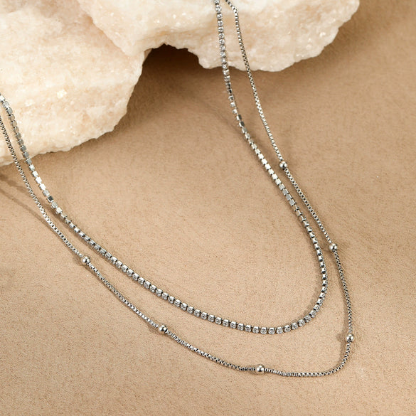 Wholesale Titanium Steel And Stainless Steel Geometric Mini Double Layer Clavicle Necklace With Electroplating Simple Cold Style For Women