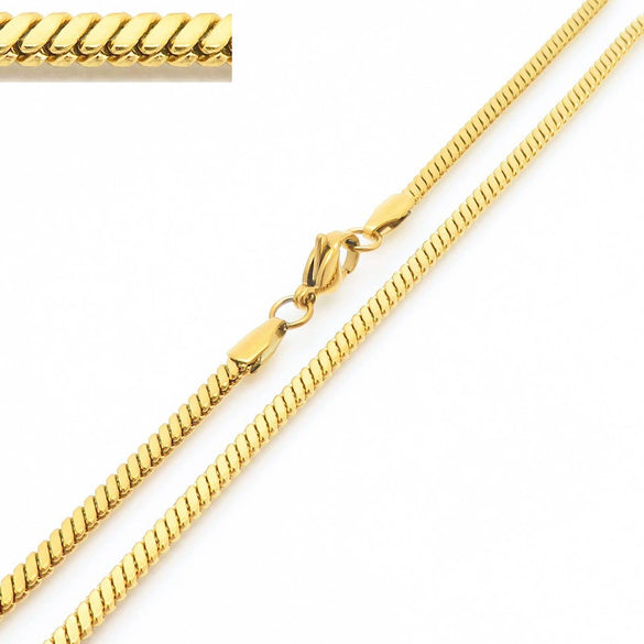 Wholesale Titanium Steel And Stainless Steel Geometric Snake Bone Chain Hiphop Necklace With 18K Gold Vacuum Electroplating