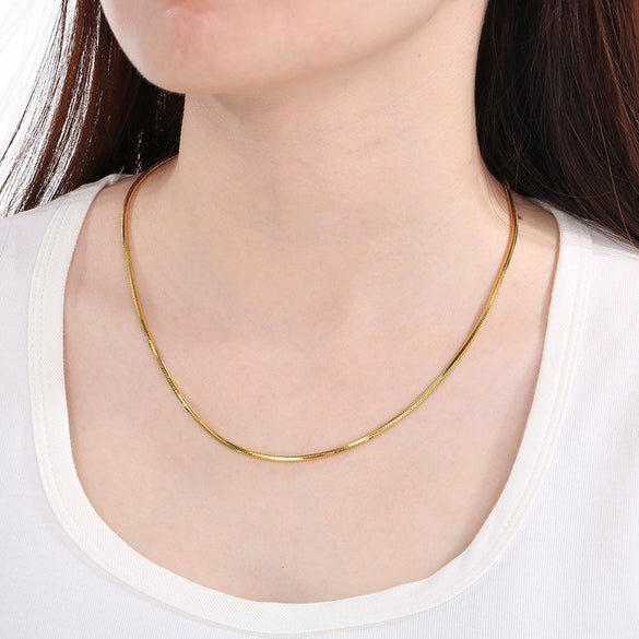 Wholesale Titanium Steel And Stainless Steel Geometric Snake Bone Chain Hiphop Necklace With 18K Gold Vacuum Electroplating