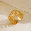 Wholesale Titanium Steel And Stainless Steel Geometric Style Open Adjustable Ring For Women 18K Gold Plated