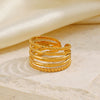 Wholesale Titanium Steel And Stainless Steel Geometric Style Open Adjustable Ring For Women 18K Gold Plated