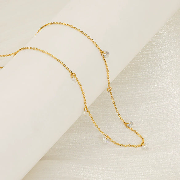 Wholesale Titanium Steel And Stainless Steel Geometric Zircon Necklace For Women With Electroplating