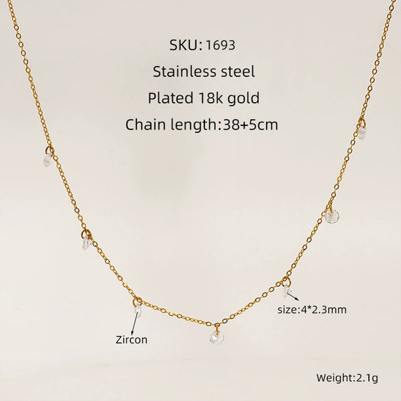 Wholesale Titanium Steel And Stainless Steel Geometric Zircon Necklace For Women With Electroplating