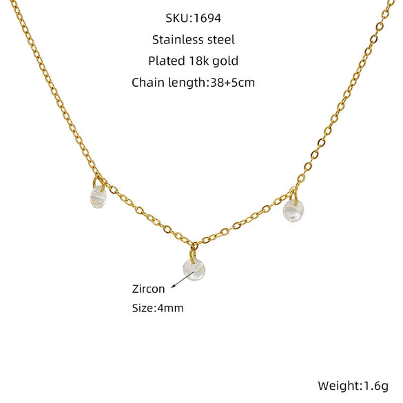 Wholesale Titanium Steel And Stainless Steel Geometric Zircon Necklace For Women With Electroplating