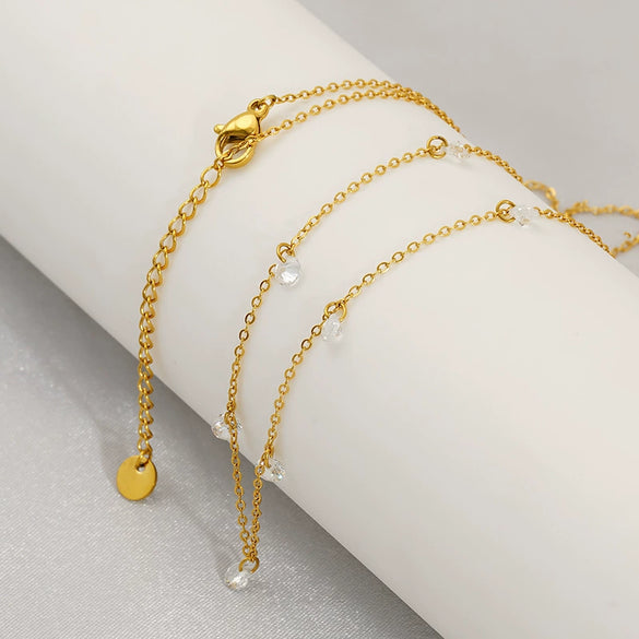 Wholesale Titanium Steel And Stainless Steel Geometric Zircon Necklace For Women With Electroplating