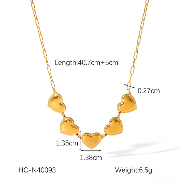 Wholesale Titanium Steel And Stainless Steel Heart Shaped Geometric Clavicle Chain Necklace With Electroplating For Women