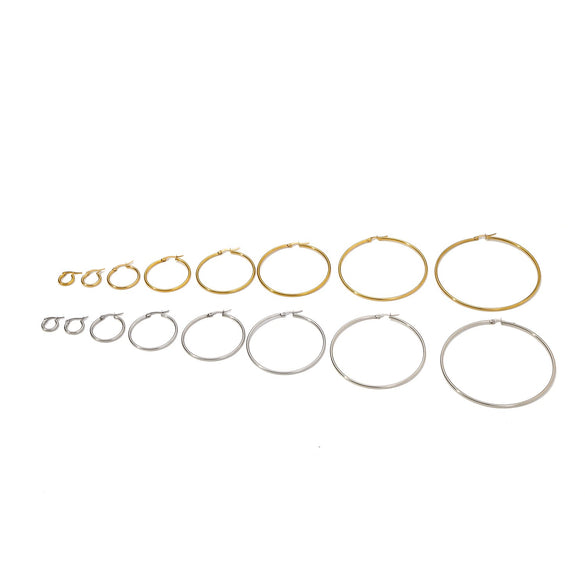 Wholesale Titanium Steel And Stainless Steel Hollow Crescent Earrings With 18K Gold Electroplating