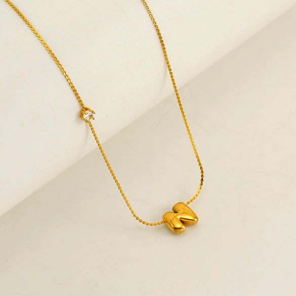 Wholesale Titanium Steel And Stainless Steel Inlaid Zircon Letters Pendant Necklace For Women With Electroplating Treatment