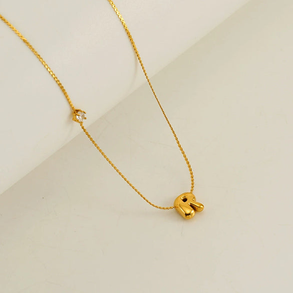 Wholesale Titanium Steel And Stainless Steel Inlaid Zircon Letters Pendant Necklace For Women With Electroplating Treatment