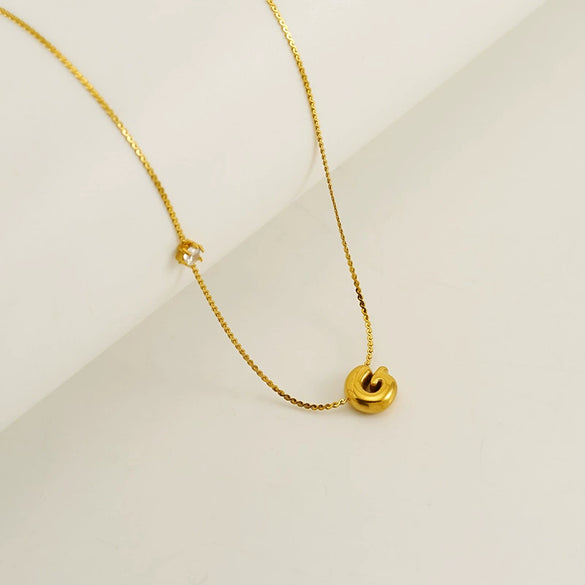 Wholesale Titanium Steel And Stainless Steel Inlaid Zircon Letters Pendant Necklace For Women With Electroplating Treatment