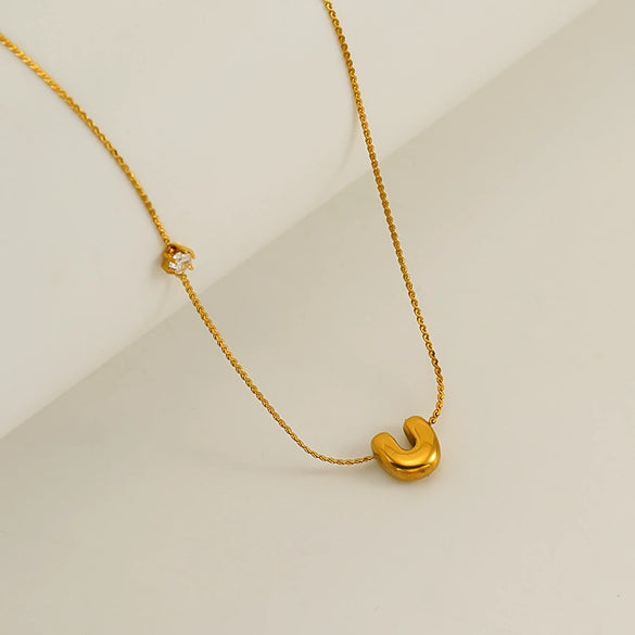 Wholesale Titanium Steel And Stainless Steel Inlaid Zircon Letters Pendant Necklace For Women With Electroplating Treatment