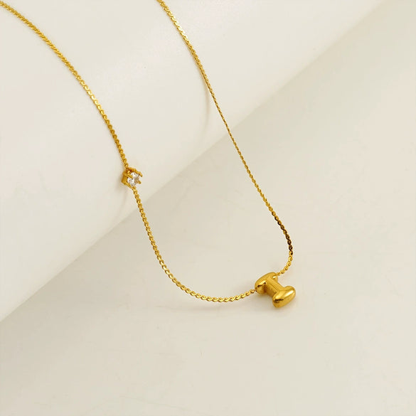 Wholesale Titanium Steel And Stainless Steel Inlaid Zircon Letters Pendant Necklace For Women With Electroplating Treatment