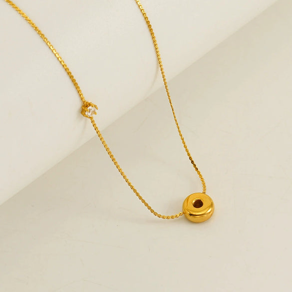 Wholesale Titanium Steel And Stainless Steel Inlaid Zircon Letters Pendant Necklace For Women With Electroplating Treatment