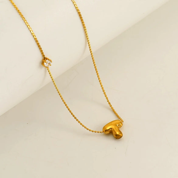 Wholesale Titanium Steel And Stainless Steel Inlaid Zircon Letters Pendant Necklace For Women With Electroplating Treatment