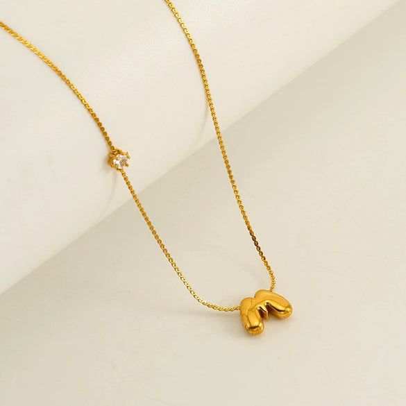 Wholesale Titanium Steel And Stainless Steel Inlaid Zircon Letters Pendant Necklace For Women With Electroplating Treatment