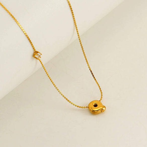 Wholesale Titanium Steel And Stainless Steel Inlaid Zircon Letters Pendant Necklace For Women With Electroplating Treatment