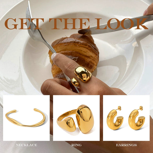 Wholesale Titanium Steel And Stainless Steel Jewelry Set With Geometric Design And Electroplating For Women